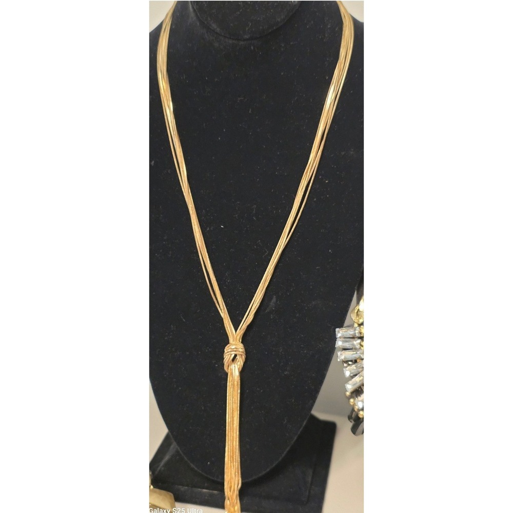 Liquid Necklace Gold Multi-Strand Knot Detail 20"‎